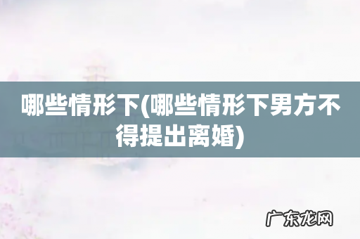哪些情形下男方不得提出离婚 哪些情形下