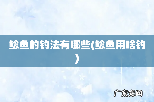 鲶鱼用啥钓 鲶鱼的钓法有哪些