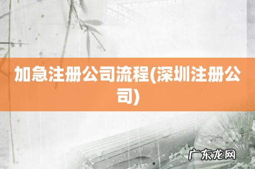 深圳注册公司 加急注册公司流程