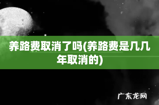 养路费是几几年取消的 养路费取消了吗