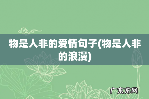 物是人非的浪漫 物是人非的爱情句子