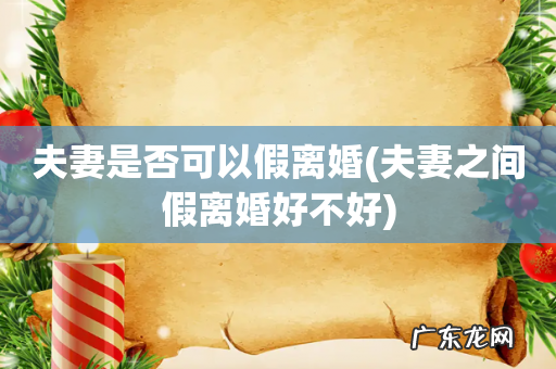 夫妻之间假离婚好不好 夫妻是否可以假离婚