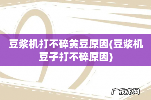 豆浆机豆子打不碎原因 豆浆机打不碎黄豆原因