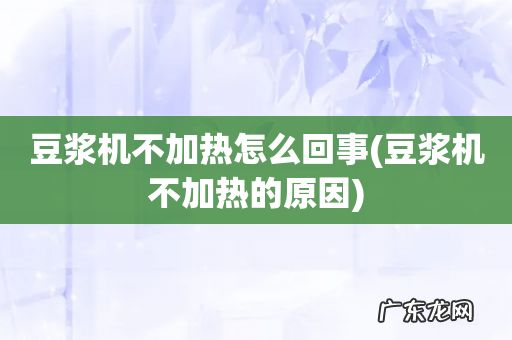 豆浆机不加热的原因 豆浆机不加热怎么回事