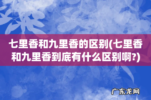 七里香和九里香到底有什么区别啊? 七里香和九里香的区别