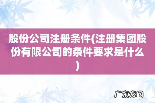 注册集团股份有限公司的条件要求是什么 股份公司注册条件