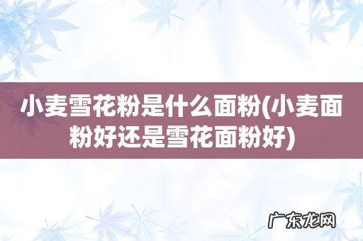 小麦面粉好还是雪花面粉好 小麦雪花粉是什么面粉