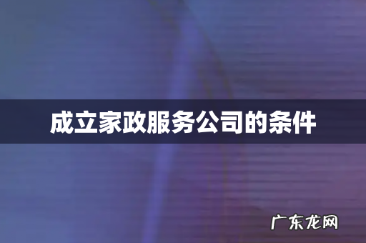 成立家政服务公司的条件