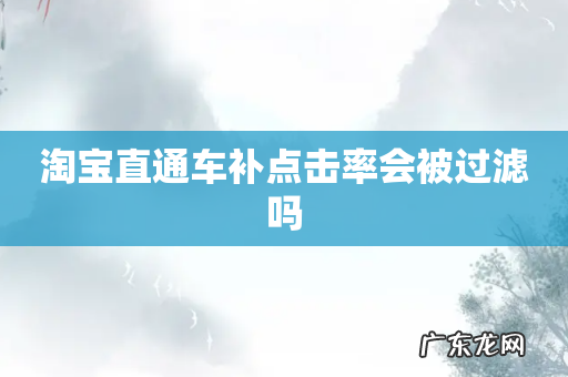 淘宝直通车补点击率会被过滤吗