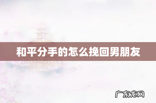 和平分手的怎么挽回男朋友
