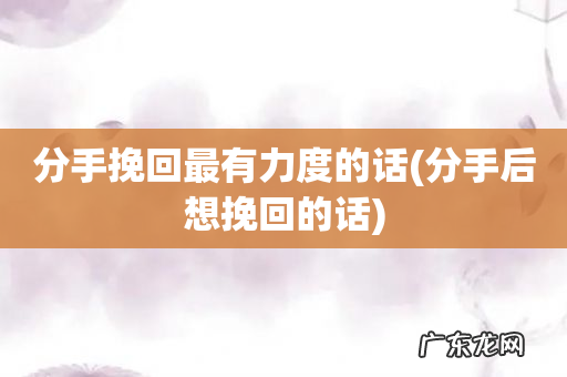 分手后想挽回的话 分手挽回最有力度的话