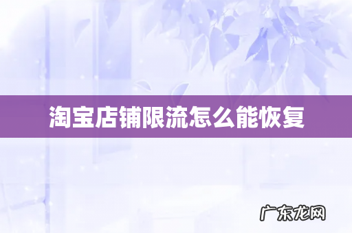 淘宝店铺限流怎么能恢复