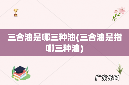 三合油是指哪三种油 三合油是哪三种油
