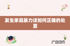 发生家庭暴力该如何正确的处置