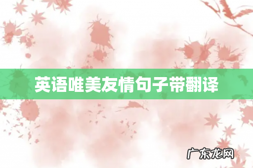 英语唯美友情句子带翻译