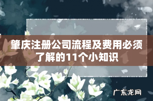 肇庆注册公司流程及费用必须了解的11个小知识
