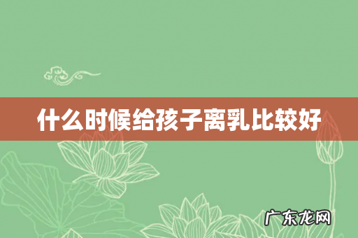 什么时候给孩子离乳比较好