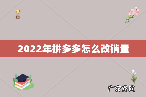 2022年拼多多怎么改销量