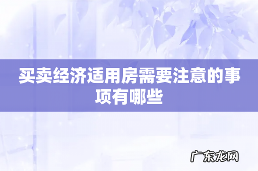买卖经济适用房需要注意的事项有哪些