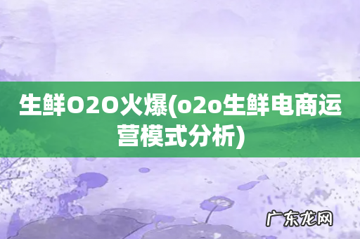 o2o生鲜电商运营模式分析 生鲜O2O火爆