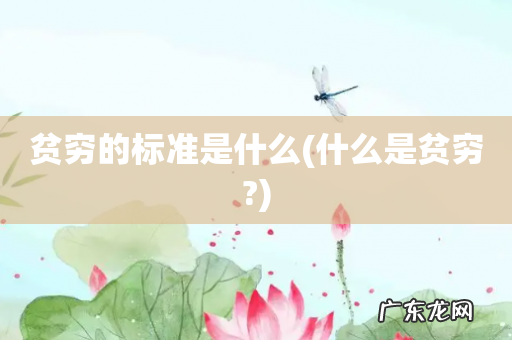 什么是贫穷? 贫穷的标准是什么