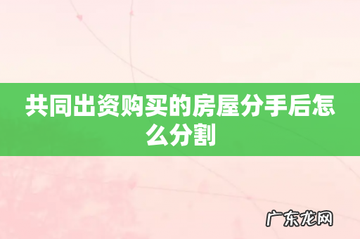 共同出资购买的房屋分手后怎么分割