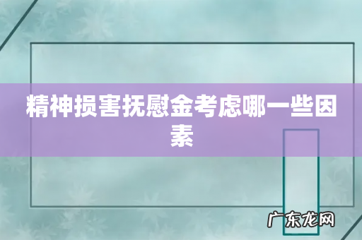 精神损害抚慰金考虑哪一些因素