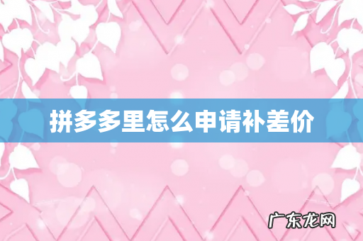 拼多多里怎么申请补差价