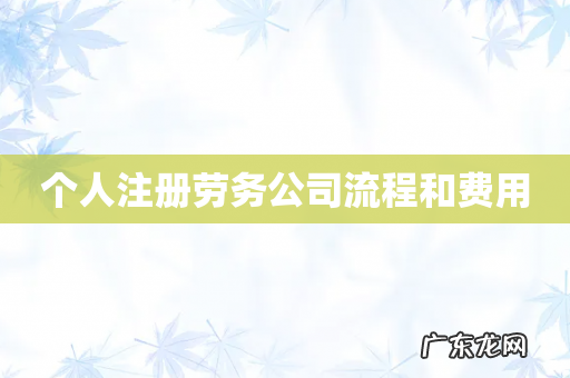个人注册劳务公司流程和费用