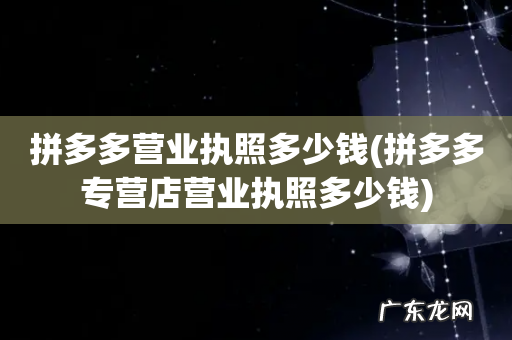 拼多多专营店营业执照多少钱 拼多多营业执照多少钱