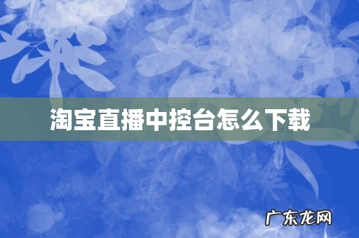 淘宝直播中控台怎么下载