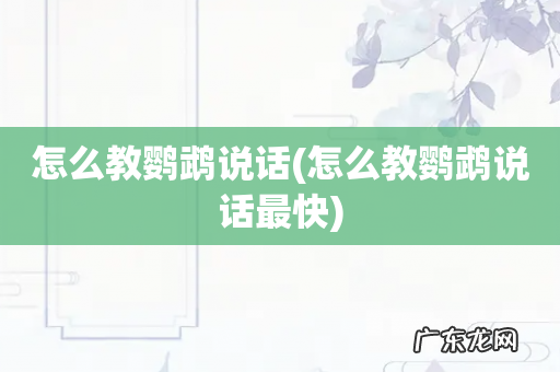 怎么教鹦鹉说话最快 怎么教鹦鹉说话