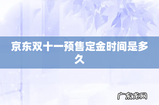 京东双十一预售定金时间是多久