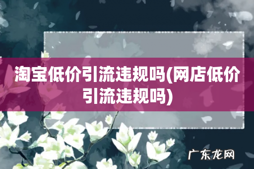 网店低价引流违规吗 淘宝低价引流违规吗