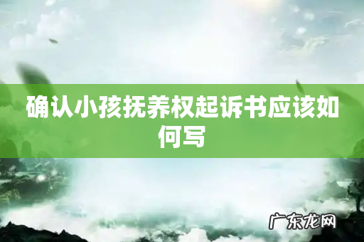 确认小孩抚养权起诉书应该如何写