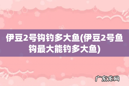 伊豆2号鱼钩最大能钓多大鱼 伊豆2号钩钓多大鱼
