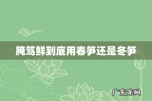 腌笃鲜到底用春笋还是冬笋