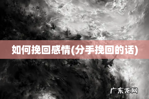 分手挽回的话 如何挽回感情
