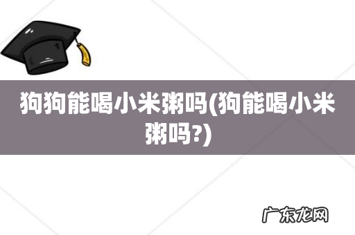 狗能喝小米粥吗? 狗狗能喝小米粥吗