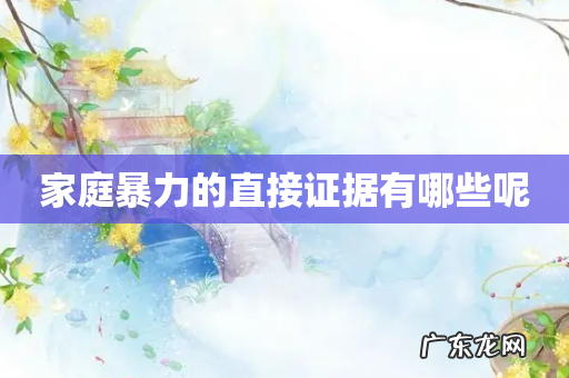 家庭暴力的直接证据有哪些呢