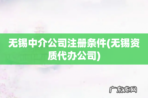 无锡资质代办公司 无锡中介公司注册条件
