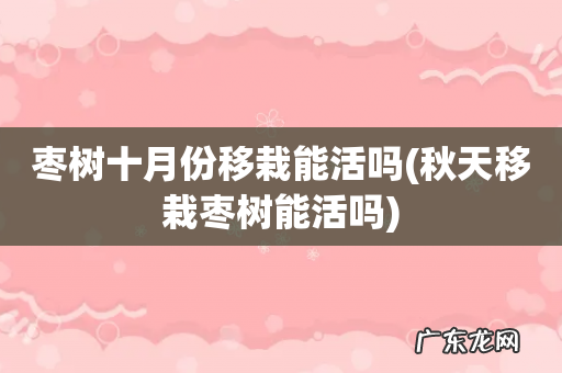 秋天移栽枣树能活吗 枣树十月份移栽能活吗