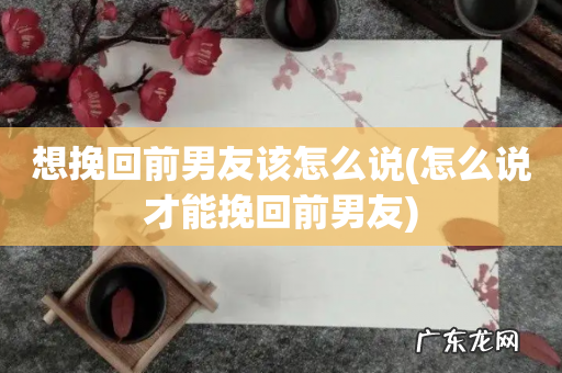 怎么说才能挽回前男友 想挽回前男友该怎么说