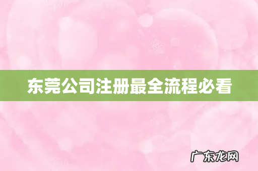 东莞公司注册最全流程必看