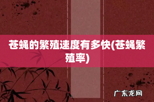 苍蝇繁殖率 苍蝇的繁殖速度有多快