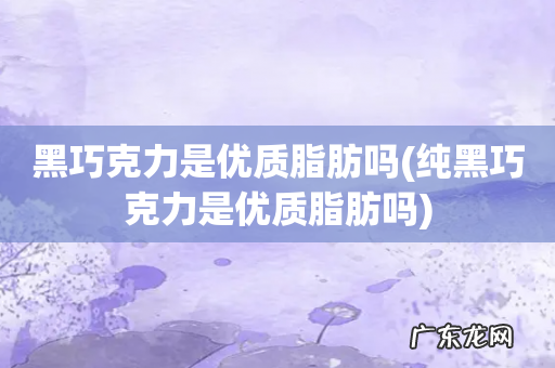 纯黑巧克力是优质脂肪吗 黑巧克力是优质脂肪吗