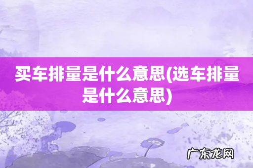 选车排量是什么意思 买车排量是什么意思