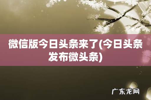 今日头条发布微头条 微信版今日头条来了