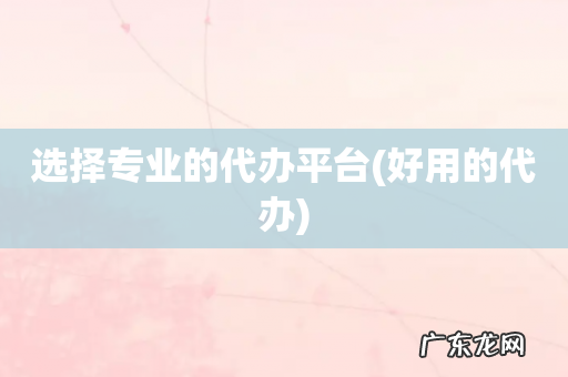 好用的代办 选择专业的代办平台