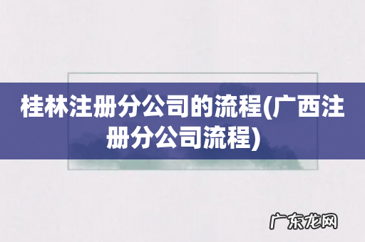 广西注册分公司流程 桂林注册分公司的流程
